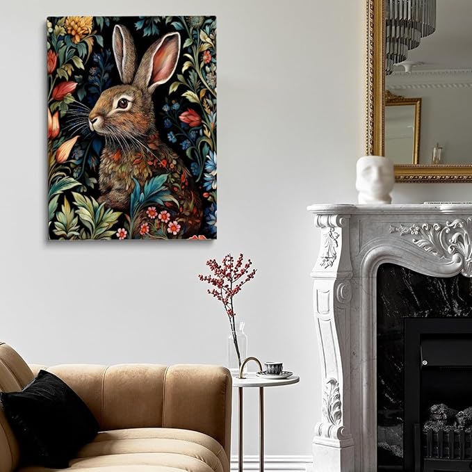 William Morris Poster Bunny Rabbit Art William Morris Prints Exhibition Print Posters Vintage Wall Art Textiles Wall Art for Living Room Bedroom 20x30in Unframed poster