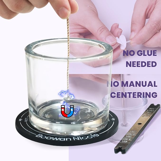 BOOWAN NICOLE Universal Wick Centering Setter Tool for Candle Making - Center & Set Wicks in 1 Second, Wick Holder for Most Candle Jar & Refill Sizes (A0352), Black