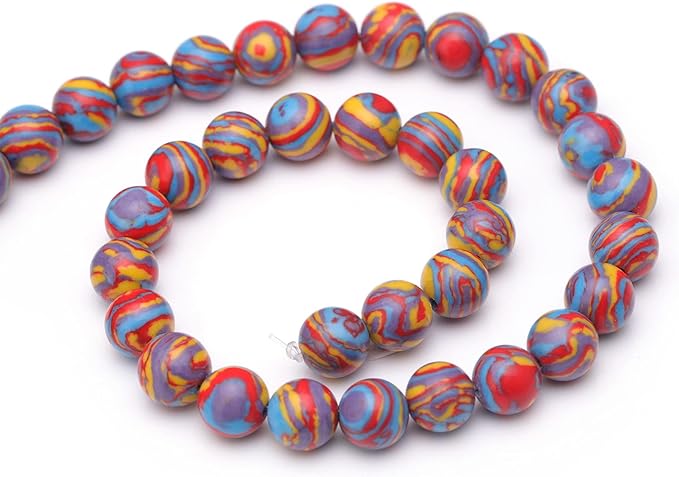 Youngbling Natural Gemstone Beads for Jewelry Making,10mm Red Malachite Polished Round Smooth Stone Beads for Bracelet Necklace 15 Inch(Red Malachite,10mm)