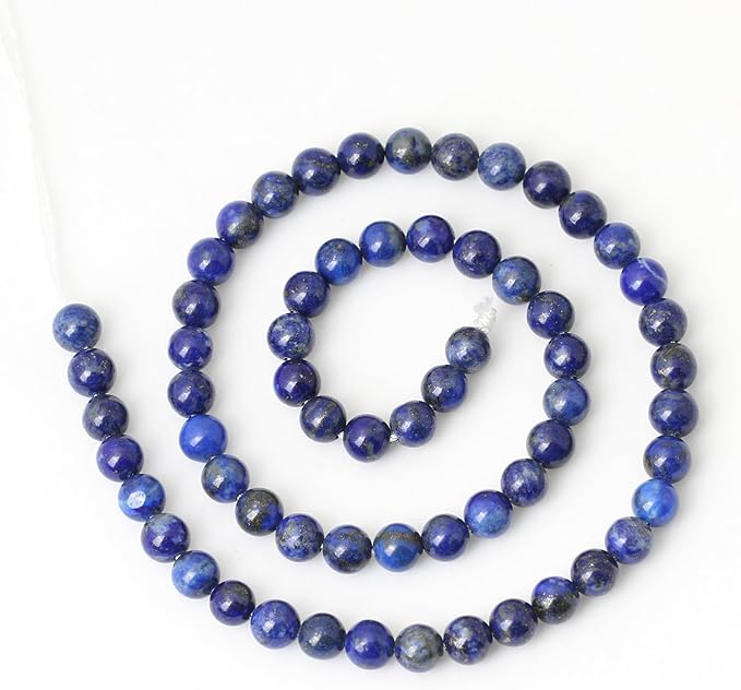60PCS 6mm Natural Lapis Lazuli Gemstone Round Loose Beads for Jewelry Making DIY Findings 1 Strand 15"