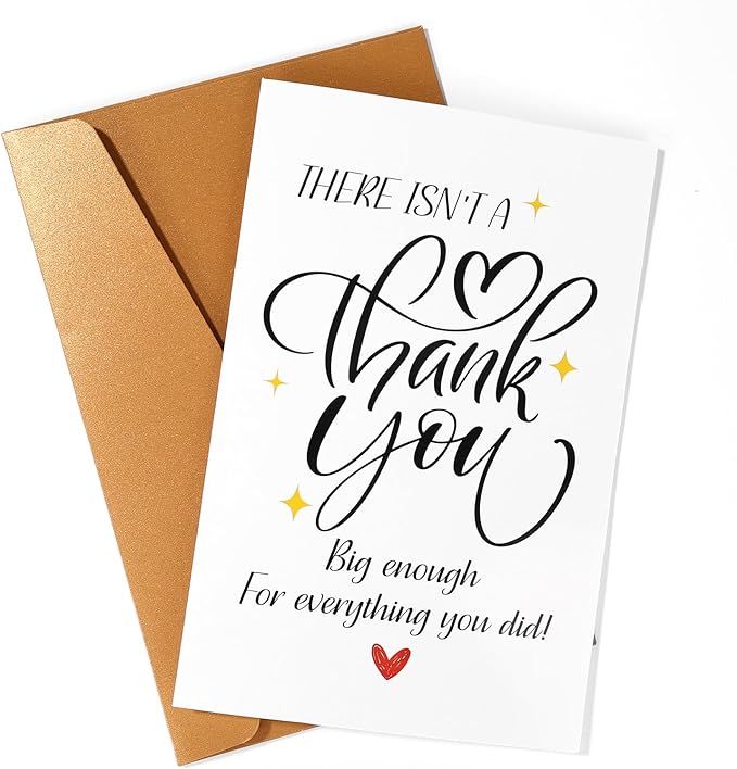 Thank You Cards, Simple Appreciation Greeting Card with Envelope for Teachers Bosses Friends Colleagues Him Her Thoughtful Gift