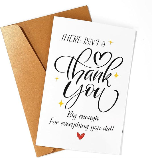 Thank You Cards, Simple Appreciation Greeting Card with Envelope for Teachers Bosses Friends Colleagues Him Her Thoughtful Gift