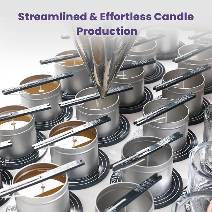 BOOWAN NICOLE Universal Wick Centering Setter Tool for Candle Making - Center & Set Wicks in 1 Second, Wick Holder for Most Candle Jar & Refill Sizes (A0356)