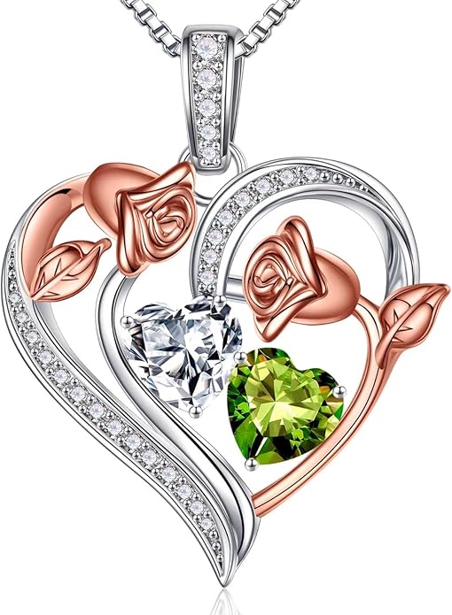Iefil Christmas Gifts for Women Wife - 925 Sterling Silver Rose Heart Necklace, Stocking Stuffers for Women, Anniversary Birthday Gifts for Wife Girlfriend Mom