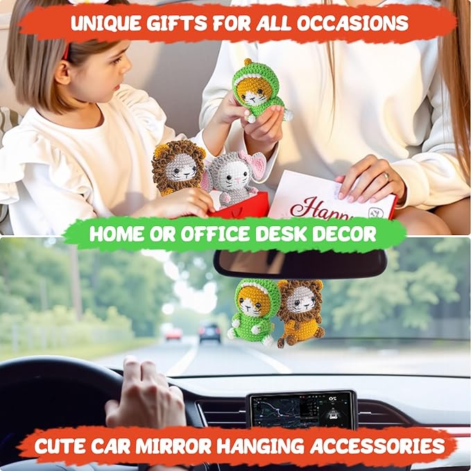 POP COCHE Crochet Kit for Beginners, Crochet Starter Kits for Adults, Amigurumi Craft Knitting Crochet Animal Kit with Step-by-Step Video Tutorials, 3 Grassland Cats (40%+ Yarn)