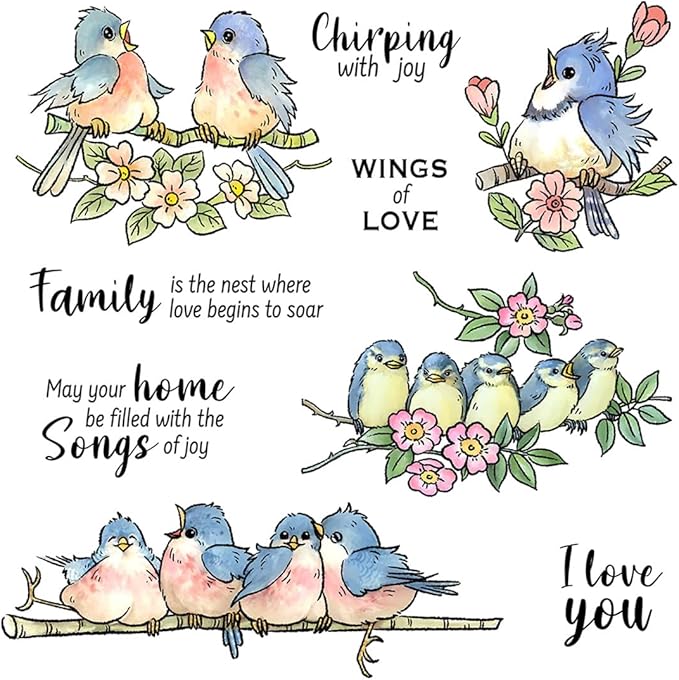 Bird Branch Stamps and Cutting Dies for Card Making DIY Transparent Silicone Clear Stamp and Metal Die Cuts Sets for Scrapbooking Paper Greeting Cards Decor Seals Craft Supplies
