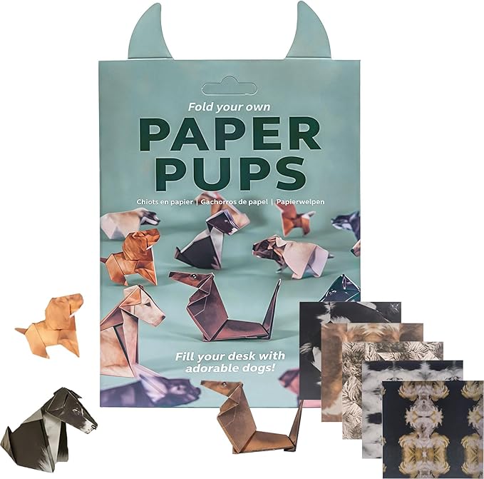 DIY Paper Cats Origami Kit for Making Cute Origami Cat, Crafts for Adults & Kids Activities Paper Cats for Desk Decoration, Gift for Cat Lovers & Valentine’s Day (Dogs Origami)