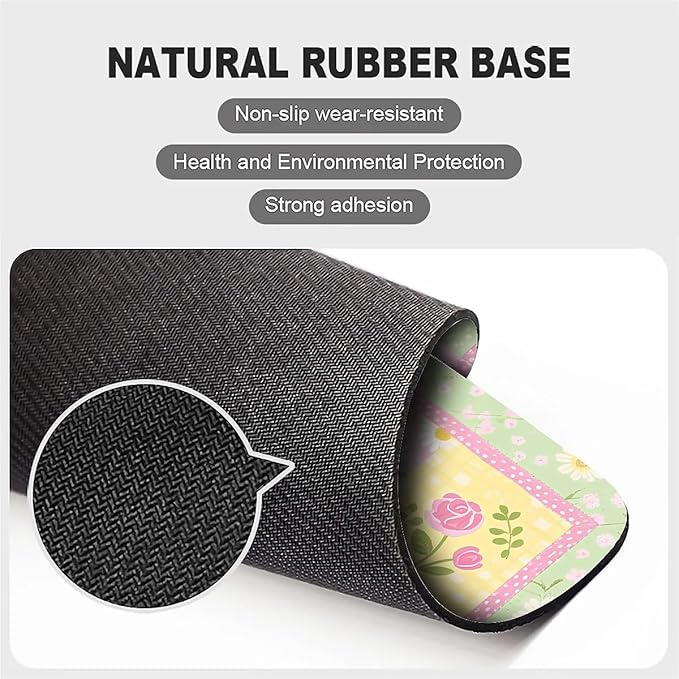 Square Mouse Pad Patchwork Flowers, Personalized Premium-Textured Custom Mouse Mat Design, Washable Mousepad Cloth, Non-Slip Rubber Base Computer Mouse Pads for Wireless Mouse