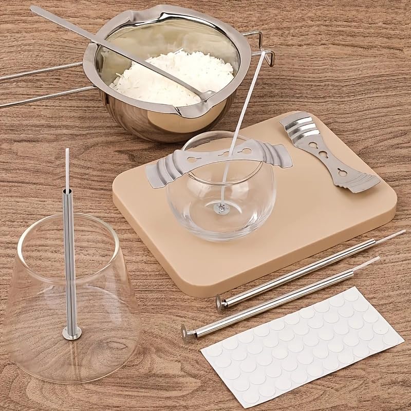 200pcs Natural Candle Wick kit,100pcs Wick Stickers with 5pcs Wick Holders and 2pcs Wick Placing Tube，for Soy Wax, Beeswax, Coconut Wax - DIY Candle Making Supplies for Beginners & Professionals - Image 5