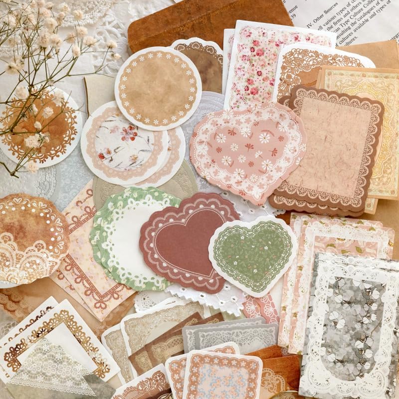 Alideco 400pcs Scrapbook Paper Vintage Lace Film Border Scrapbooking Paper for Journaling Supplies, Decorative Craft Paper for Junk Journals (huiyixuzhang) - Image 6