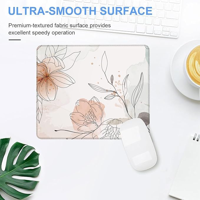 Mouse Pad, Watercolor Boho Florals Mouse Pads for Desk,Waterproof Anti-Slip Rubber Gaming Mouse pad with Stitched Edges for Gaming Office Laptop Computer Men Women