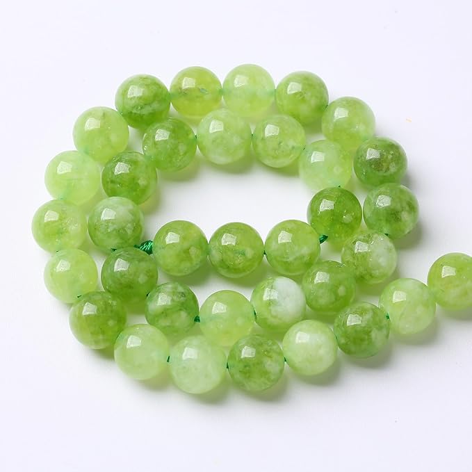 90pcs 4mm Natural Peridot Green Lace Jades Beads Round Loose Spacer Beads for Jewelry Making DIY Bracelets Crystal Energy Healing Power Stone 15 Inch(4mm, Green Peridot Jade)