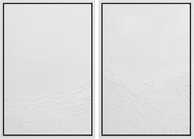 SIGNWIN Framed Canvas Print Wall Art Set Geometric Gray Pastel Color Field Landscape Abstract Shapes Illustration Modern Art Minimalism Decorative for Living Room, Bedroom, Office - 24"x36"x2 White