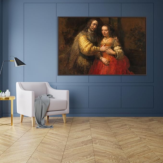 OKRA Rembrandt Canvas Wall Art Jewish Bride Poster Famous Oil Painting Print Historical Culture Illustration Modern Home Decorate Suitable for Home Classroom Wall Decoration Unframed(12x18in/30x45cm)