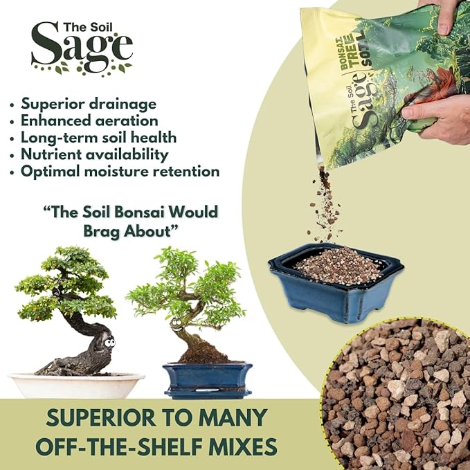 2.5qts Premium Bonsai Mix - U.S.A. Made Ready to Use - Akadama, Pumice, Lava Rock, Fine Pine Bark - Large Bag for All Bonsai Tree - High Drainage Potting, Repotting