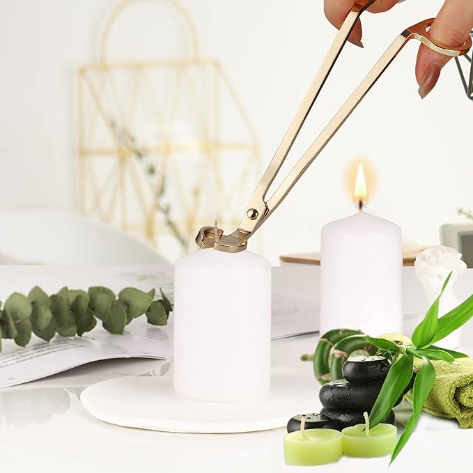 3-in-1 Candle Accessory Set - Wick Trimmer, Dipper, Cutter & Snuffer with Gift Package (Gold)