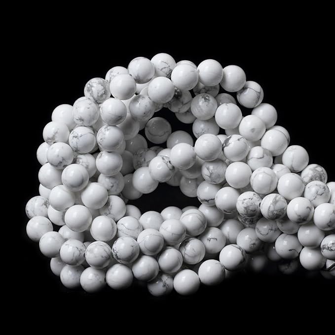 8mm 45PCS Natural White Howlite Gemstone Round Loose Stone Beads for Jewelry Making DIY Crafts Design 1 Strand 15"