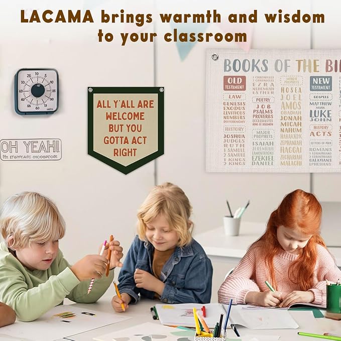 Lacama Classroom Wall College Dorm Decor, All Y'all Are Welcome But You Gotta Act Right Banner, Retro Wall Hanging Banner Pennant Flag for Bedroom Kids Room Playroom Decor