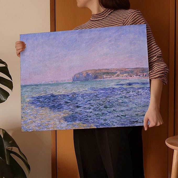 40+ Monet Famous Print Posters Shadows on The Sea. The Cliffs at Pourville by Claude Monet Impressionism Canvas Art Poster And Wall Art Picture Print Modern Family Bedroom Decor Posters Frame 24×36inc