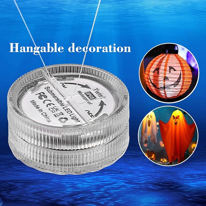 HL Submersible LED Light,RGB Small LED Light,100 Hours Waterproof Flameless Led Lights Battery Powered for Wedding Home Vase Festival Party Decoration 12pcs(Built-in 24 Batteries)