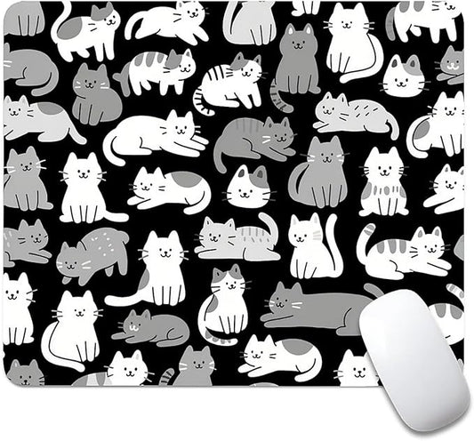Square Mouse Pad Cute Kitty, Personalized Premium-Textured Custom Mouse Mat Design, Washable Mousepad Cloth, Non-Slip Rubber Base Computer Mouse Pads for Wireless Mouse