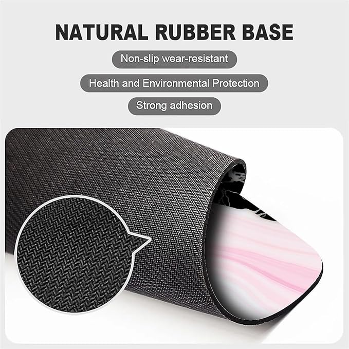Square Mouse Pad Black Pink Marble, Personalized Premium-Textured Custom Mouse Mat Design, Washable Mousepad Cloth, Non-Slip Rubber Base Computer Mouse Pads for Wireless Mouse