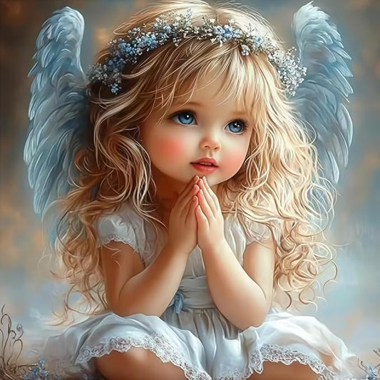 CSZPPQAF Little Angel Diamond Art Kits for Adults Beginner, 5D Diamond Painting Kits for Adults, DIY Full Drill Gem Art Paint by Diamonds Dots Crafts Kits for Home Decor 13.7x13.7Inch