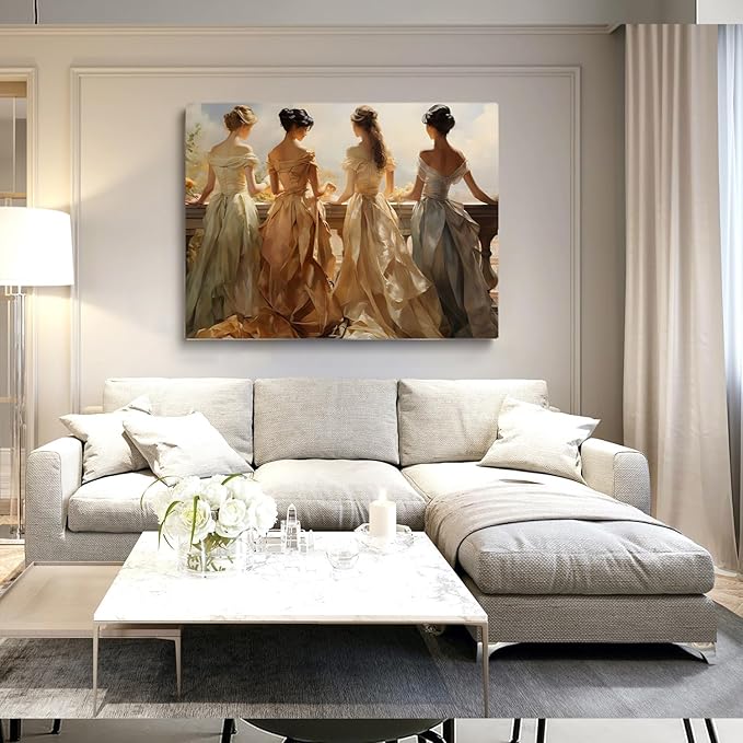 Victorian Women Painting, Vintage Women Print, Antique Wall Decor, Regency Wall Decor, Antique Women Oil Painting, Victorian Wall Art,Girls Dormitory, Bedroom Room Decor24x36Unframed