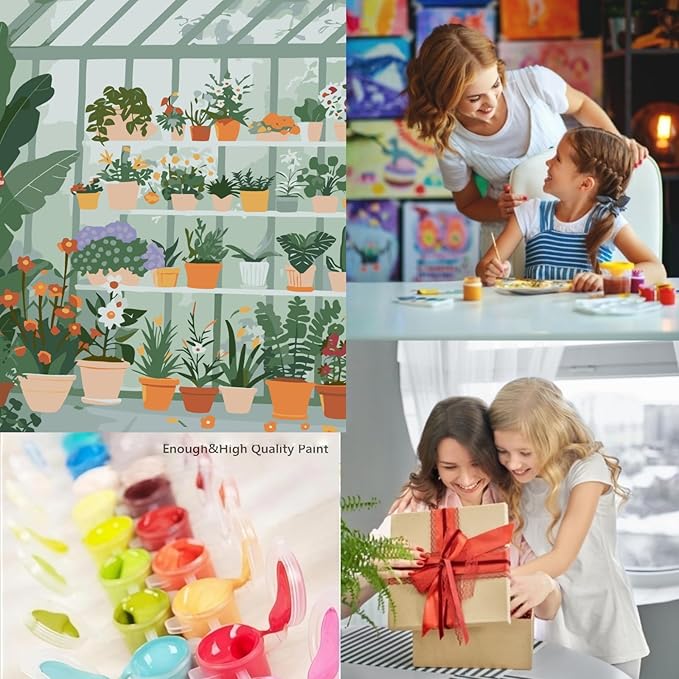 CSZPPQAF Paint by Numbers Kit for Adults Beginner, Green Plants Paint by Number Kits on Canvas, DIY Easy Acrylic Watercolor Oil Painting by Numbers for Home Wall Decor 12X16inch