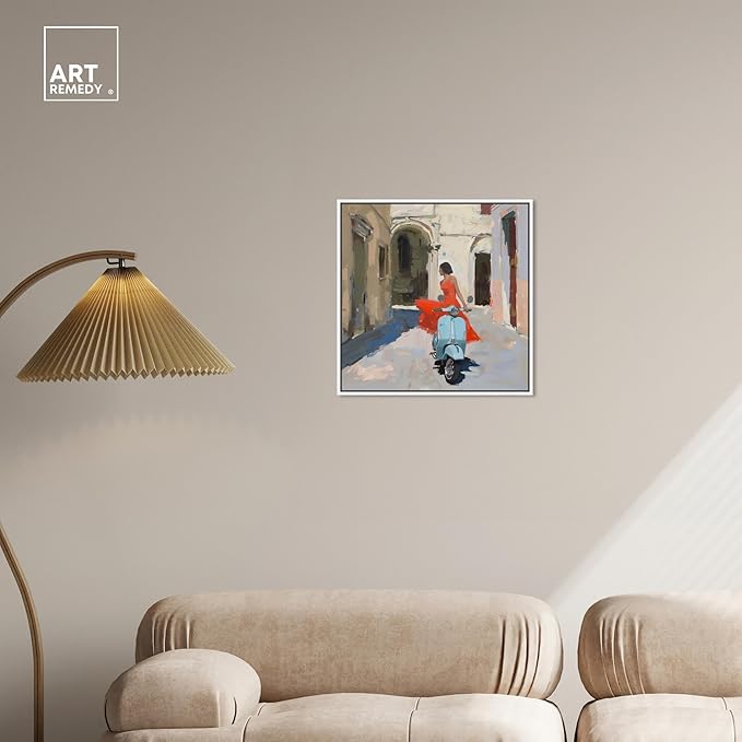 Art Remedy Venice Visits Canvas Classic Landscape Art, White Frame, 20" x 20"