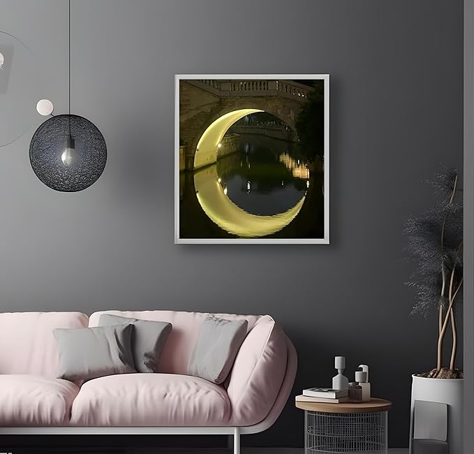 Painting by Numbers Kit for Adults Beginner,Night Bridge Moon Paint by Numbers Easy for Adults,Adult Paint by Number Kits on Canvas,Acrylic Oil Number Painting for Home Wall Decor15.7X19.7 In