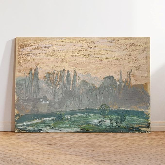 40+ Monet Famous Print Posters Winter Landscape with Evening Sky by Claude Monet Impressionism Poster Print for Room Aesthetics Canvas Wall Art Print Unframe 20×30inch(50×75cm)