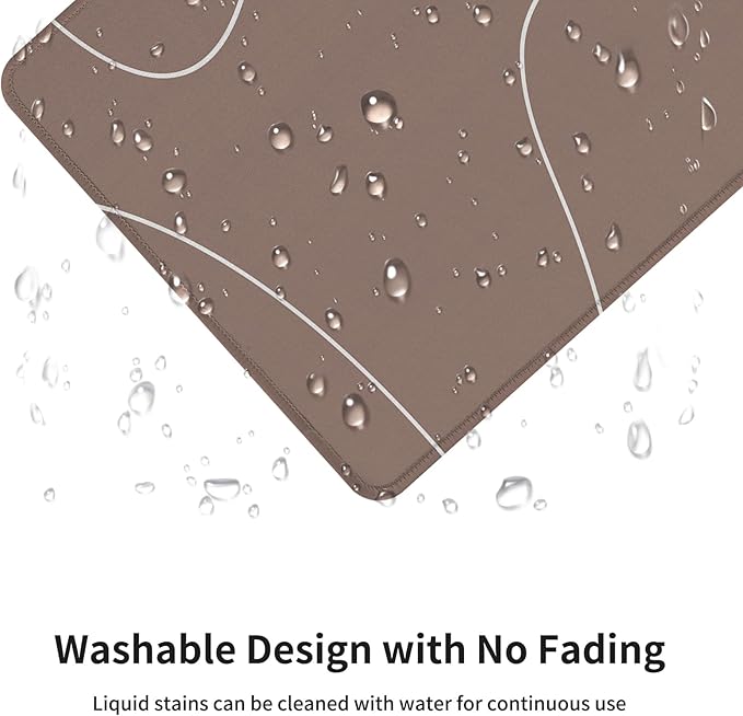 Seorsok Square Aesthetic Cute Line Mouse Pad,Office Home Personalized Mouse Mat Design,Waterproof Mousepad,Non-Slip Rubber Base Computer Mouse Pads for Wireless Mouse,Brown