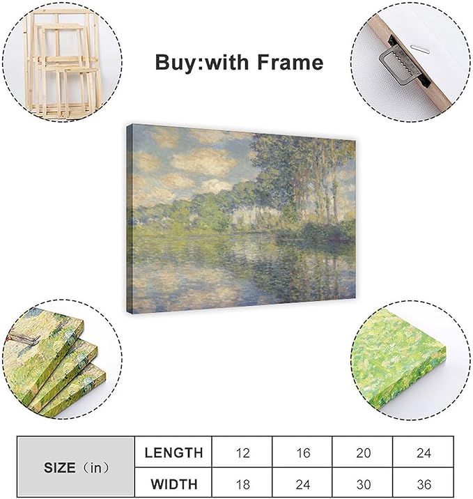 CFIOZYOS 40+ Monet Famous Print Posters Poplars on The Epte by Claude Monet Impressionism Canvas Wall Art Print Poster For Home School Office Decor Frame 24×36inch(60×90cm)