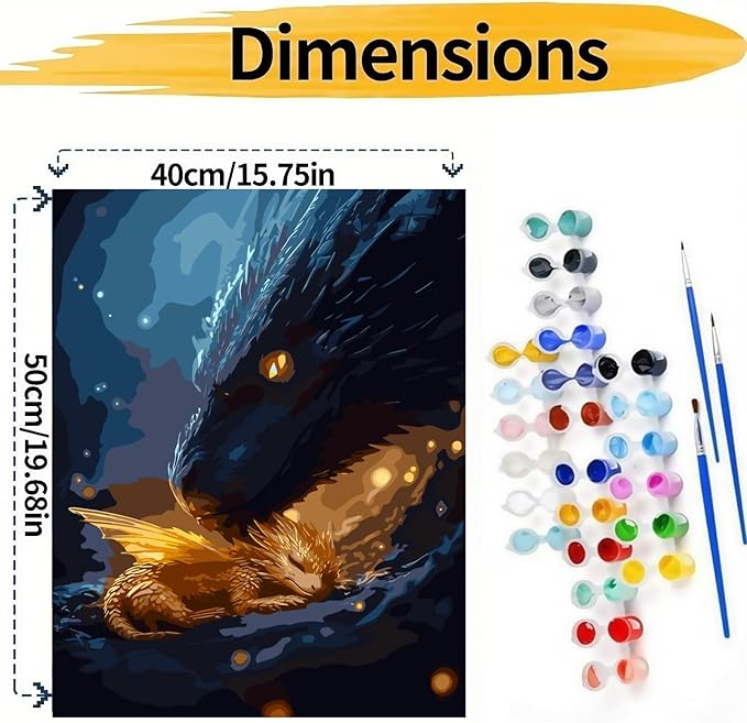 BYGFHLYW Animal Paint by Numbers Kit for Adults Beginners, Dragon Easy Adult Paint by Number Kits On Canvas, DIY Acrylic Oil Painting Kits for Home Wall Decor 16x20Inch