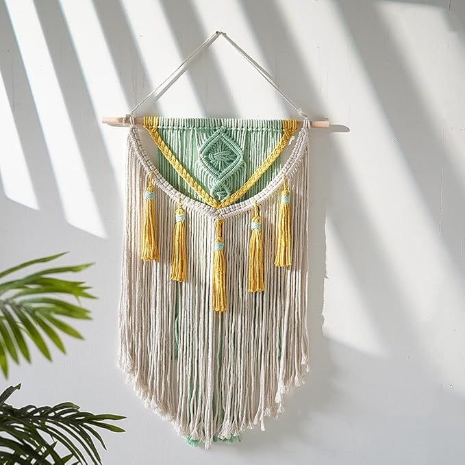 BMIDRUT Macrame Wall Hanging Boho Home Decor Handmade Macrame Tapestry Woven Decoration for Bedroom Living Room Apartment Dorm Gallery 18x28 Inch (A)