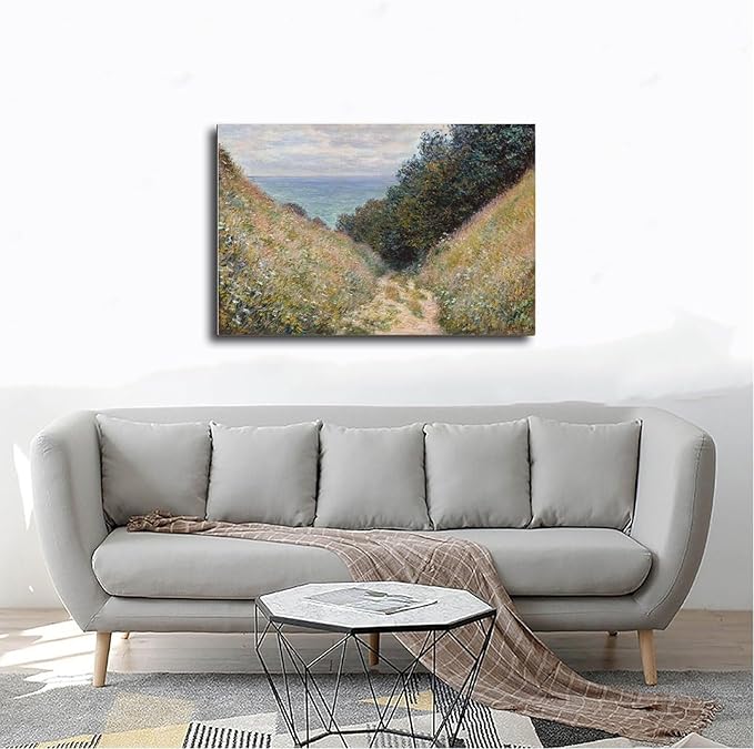 CFIOZYOS 40+ Monet Famous Print Posters Road at La Cavée, Pourville by Claude Monet Impressionism Canvas Poster Wall Art Print Bedroom Decor Office Room Kitchen Decor Gift Frame 12×18inch(30×45cm)