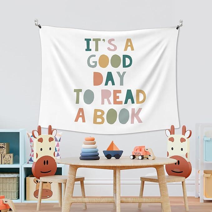 XLDLIOO Boho Classroom Wall Tapestry, It's a Good Day to Read Books Wall Tapestry Hanging for Library, Boho Tapestries Decor Art for Reading Room Corner Nook Classroom 40x30in