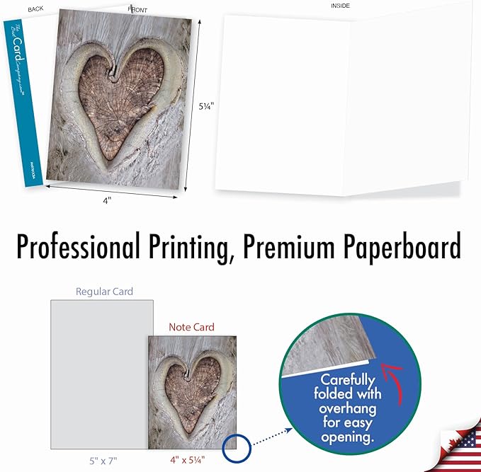 The Best Card Company - 20 Cute Boxed Cards (4 x 5.12 Inch) - Assorted Blank Set (10 Designs, 2 Each) - Heartscapes AM6838OCB-B2x10
