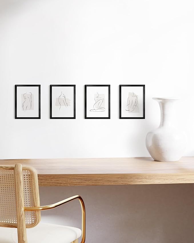 HAUS AND HUES 5x7 Black Metal Picture Frames - Black 5X7 Photo Frames - Features Premium Aluminum, Vertical Hanging, Easel Back for Tabletop, Home, Office (5x7 in, Black, Set of 4)