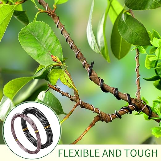 Mudder 5 Roll Aluminum Bonsai Training Wire Tree 160 Feet Total with Bonsai Wire Cutter Anodized Training for Holding Branches Small Trunks(Modern)