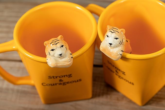 DIHOclub Premium Ceramic Coffee Mug with Tiger Sculpture Unique Inspirational Gift for Men Women Father's Day Birthday Christmas