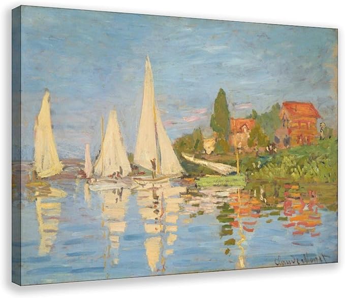 CFIOZYOS 40+ Monet Famous Print Posters Regatta at Argenteuil by Claude Monet Impressionism Canvas Art Poster And Wall Art Picture Print Modern Family Bedroom Decor Posters Frame 24×36inch(60×90cm)