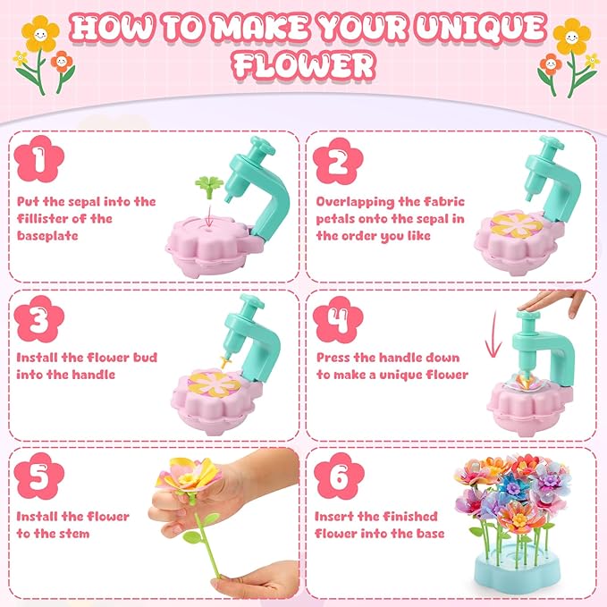 LansinLife DIY Flower Making Arts and Crafts Toys, Arts & Crafts Birthday Gift for Kids Ages 4-9, Handmade Creative Flower Market Kit for 4-6-8+Year Old Girl (Accessories Kit)