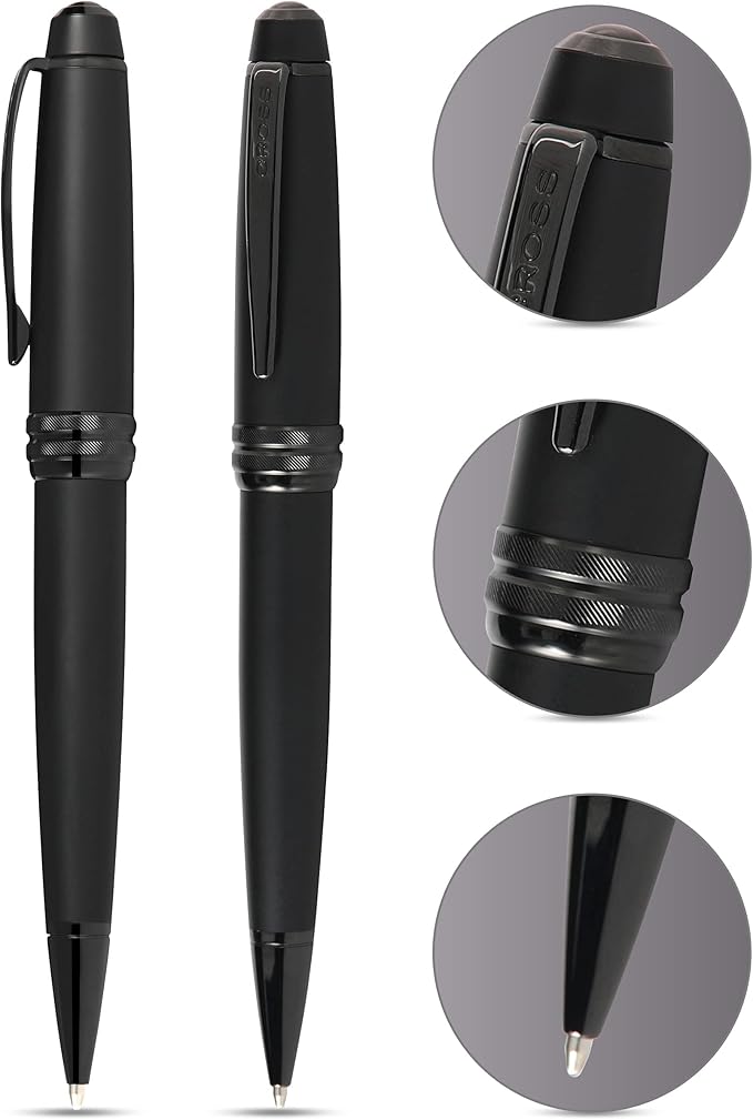 Cross Bailey Refillable Rollerball Pen Presented in a Premium Gift Box - Medium Point, Black Ink, Matte Black