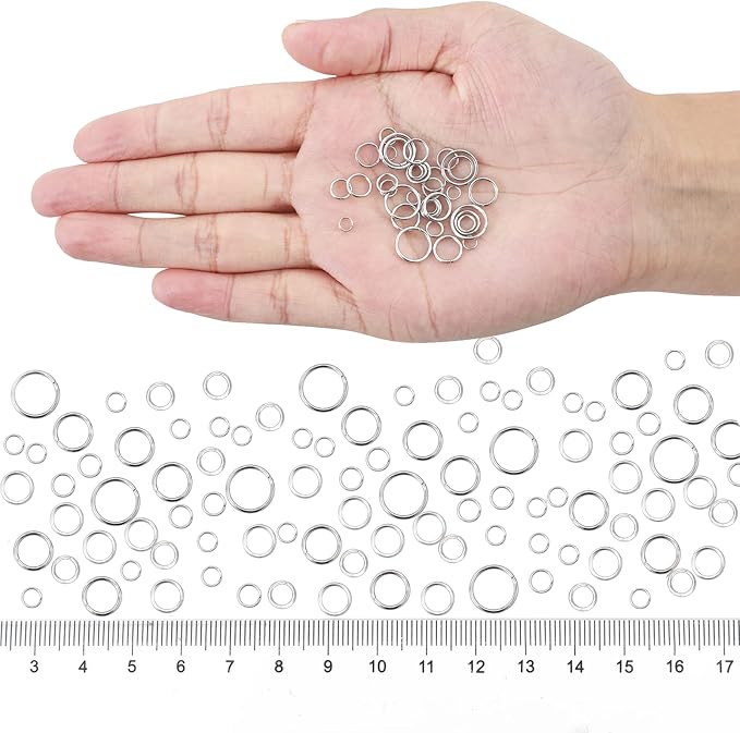 304 Stainless Steel Jump Rings for Jewelry Making Supplies Open Jump Rings 4/5/6/7/8/10mm Silver O Rings for DIY Making Bracelet Earrings Necklace Connectors Chainmail Rings