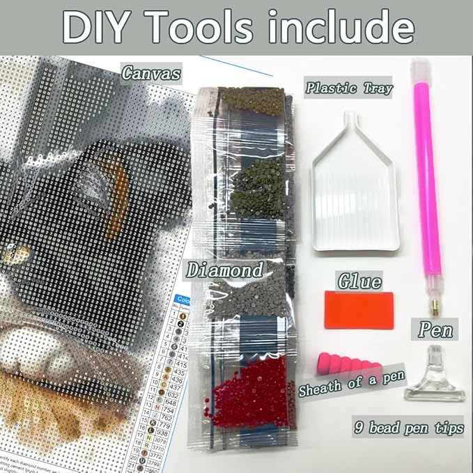 AMORARS Diamond Painting Kit for Adults - Cat Diamond Art Beginners - DIY Full Diamond Dot Rond Gem Art Paintings, Suitable Gifts, and Home Decoration Crafts, 12x12Inch