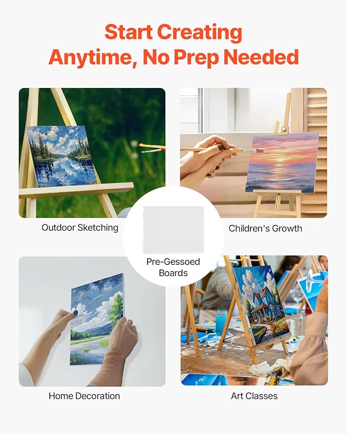 VEVOR Canvas Boards for Painting, 8 x 10 Inch White Canvases for Painting, 24 Pack Painting Canvas Panels for Sketching, Acrylic and Oil Painting, Watercolor, Paint Canvas for Kids and Professionals