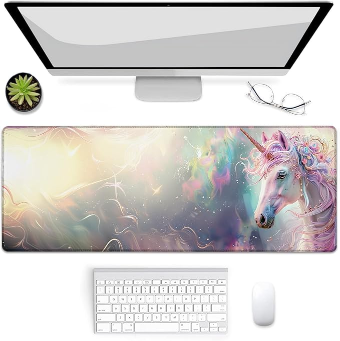 Unicorn Gaming Mouse Pad, Mouse Pad, Desk Mat, Non-Slip Rubber Base MousePads for Computers Laptop Office School Home Accessories Decor Gifts 31.5" x 11.8"