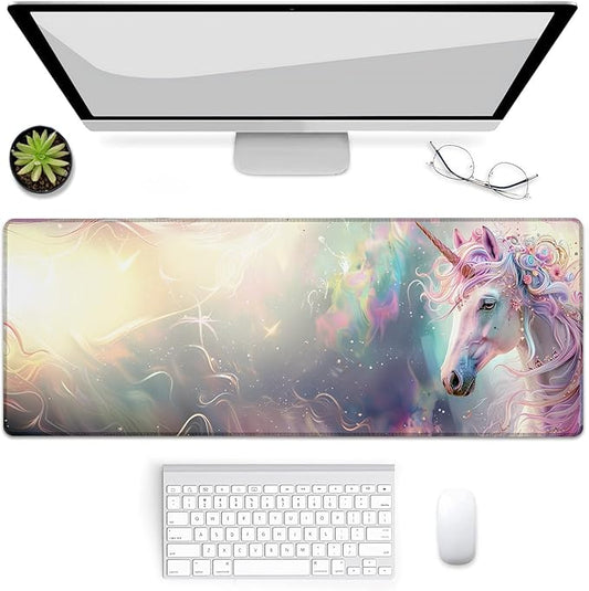 Unicorn Gaming Mouse Pad, Mouse Pad, Desk Mat, Non-Slip Rubber Base MousePads for Computers Laptop Office School Home Accessories Decor Gifts 31.5" x 11.8"